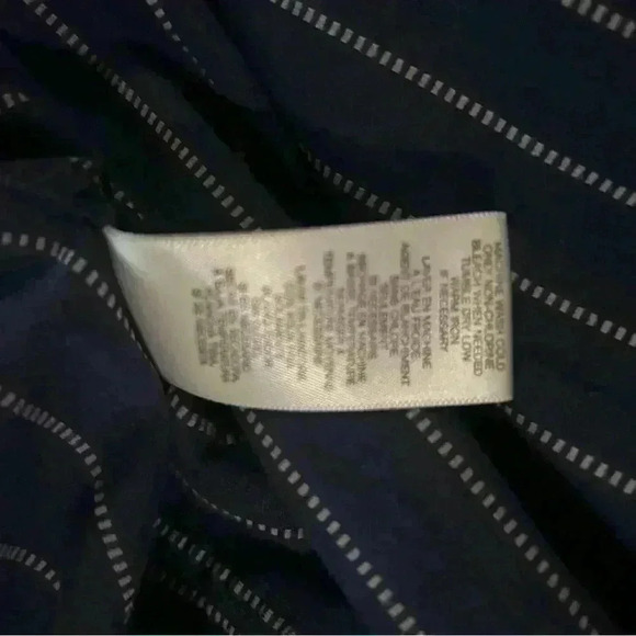 Michael a Kors Dark Blue Striped Button Shirt. Size Medium. Gently used. - Picture 5 of 6
